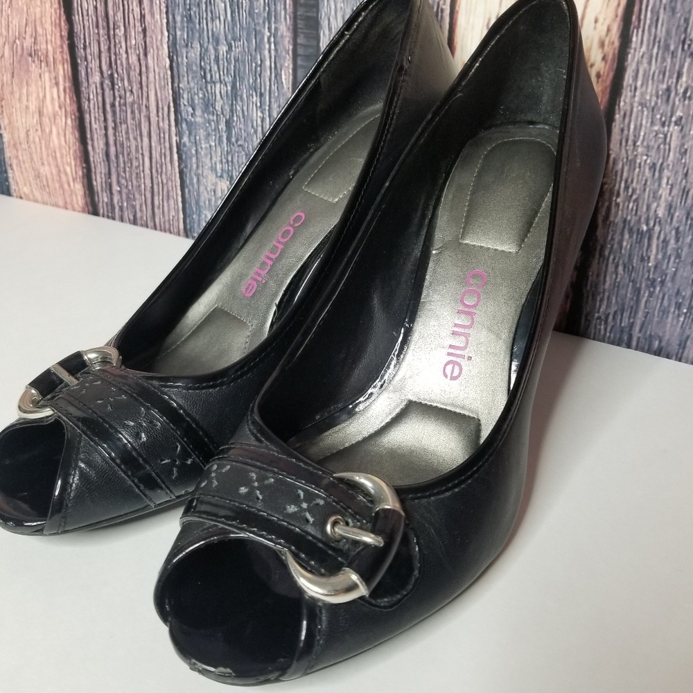 Black Open Toe Black Heels